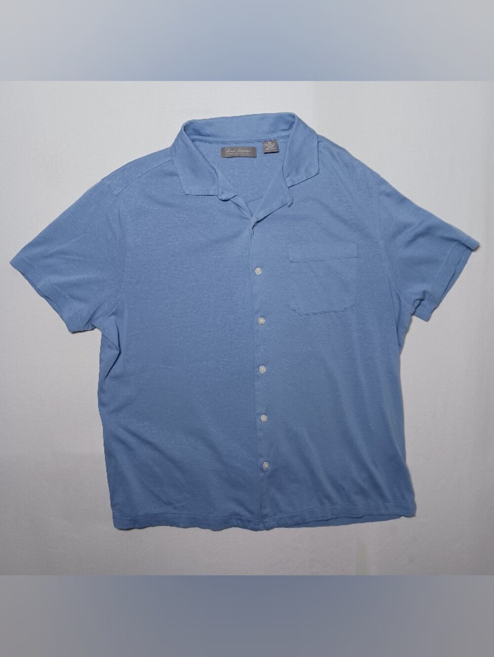 Daniel Cremieux Signature Linen Blend Button Up Camp Shirt Medium Blue